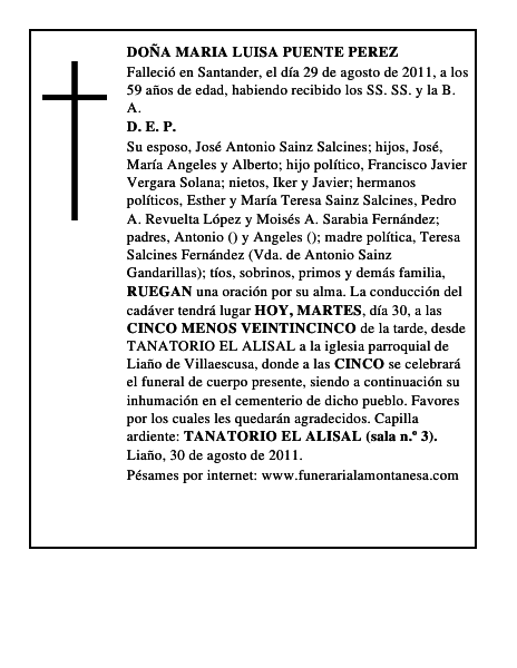 DOÑA MARIA LUISA PUENTE PEREZ