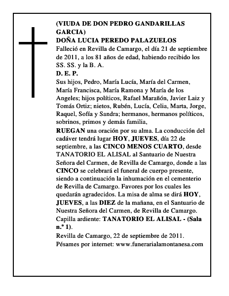 DOÑA LUCIA PEREDO PALAZUELOS