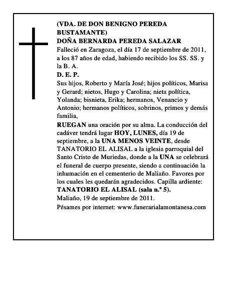 DOÑA BERNARDA PEREDA SALAZAR