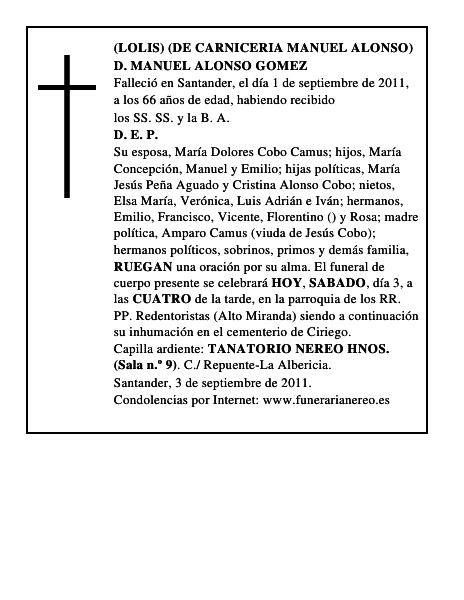 D. MANUEL ALONSO GOMEZ