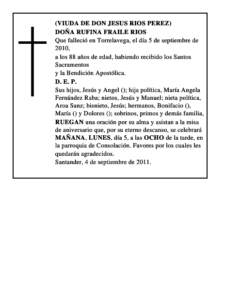 DOÑA RUFINA FRAILE RIOS