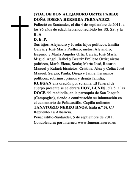 DOÑA JOSEFA HERMIDA FERNANDEZ