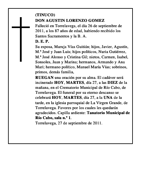 DON AGUSTIN LORENZO GOMEZ