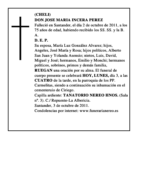 DON JOSE MARIA INCERA PEREZ