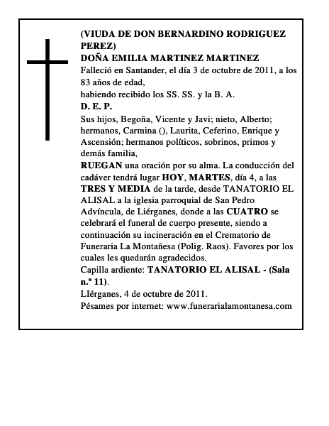 DOÑA EMILIA MARTINEZ MARTINEZ