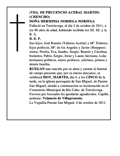 DOÑA HERMINIA NORIEGA NORIEGA