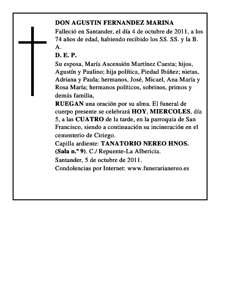 DON AGUSTIN FERNANDEZ MARINA