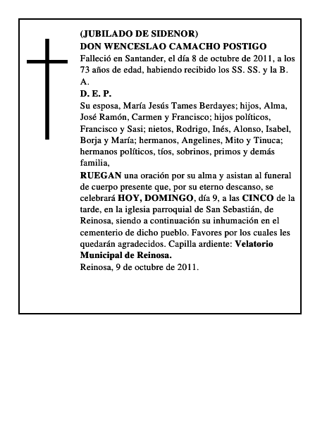 DON WENCESLAO CAMACHO POSTIGO
