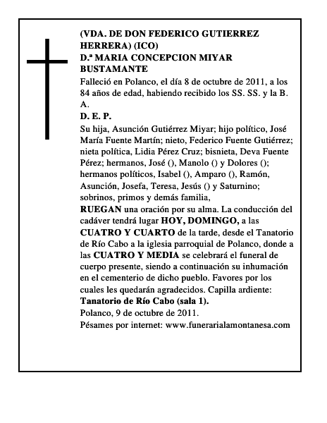 D.ª MARIA CONCEPCION MIYAR BUSTAMANTE