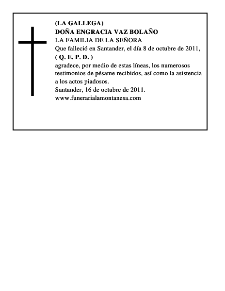DOÑA ENGRACIA VAZ BOLAÑO