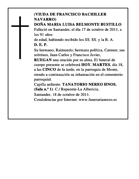 DOÑA MARIA LUISA BELMONTE BUSTILLO