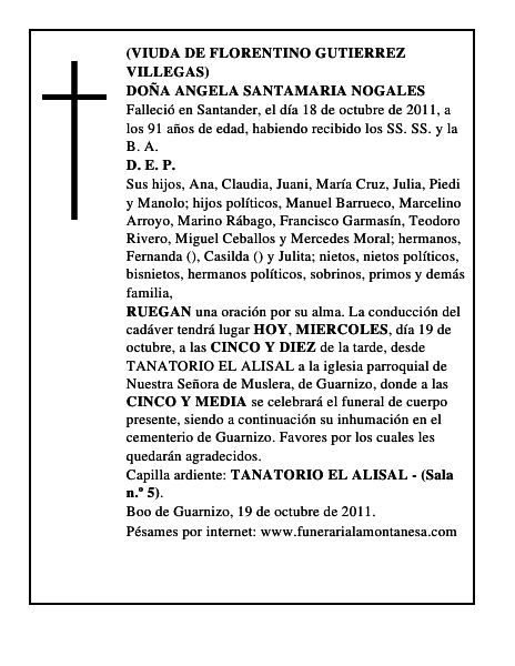 DOÑA ANGELA SANTAMARIA NOGALES