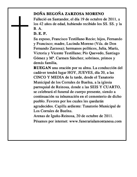 DOÑA BEGOÑA ZARZOSA MORENO