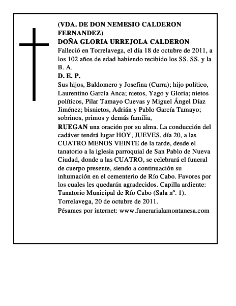 DOÑA GLORIA URREJOLA CALDERON