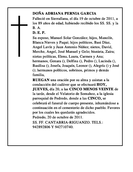 DOÑA ADRIANA PERNIA GARCIA