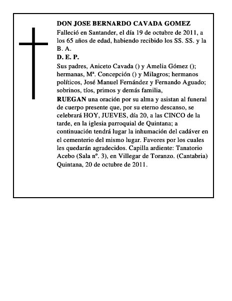 DON JOSE BERNARDO CAVADA GOMEZ