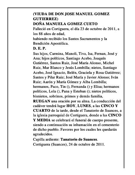 DOÑA MANUELA GOMEZ CUETO