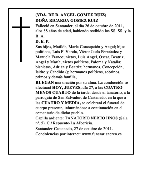DOÑA RICARDA GOMEZ RUIZ