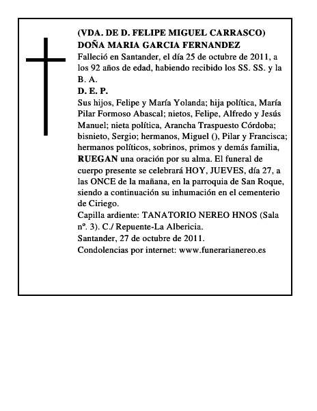 DOÑA MARIA GARCIA FERNANDEZ