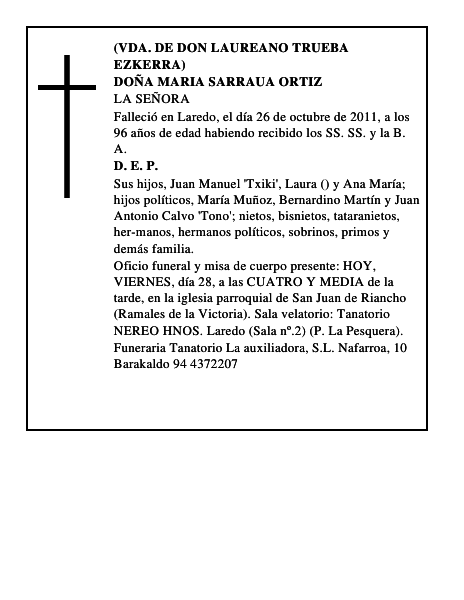 DOÑA MARIA SARRAUA ORTIZ