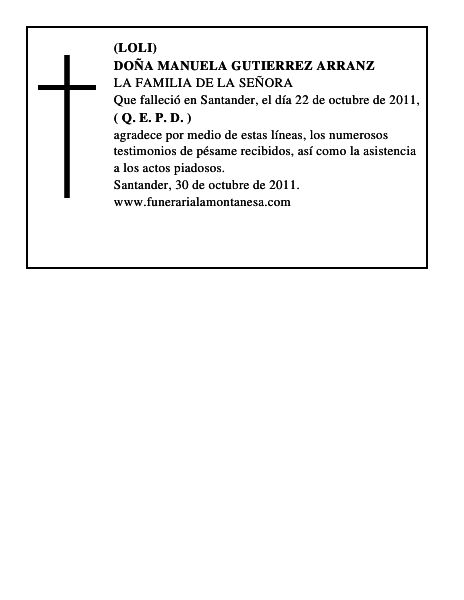 DOÑA MANUELA GUTIERREZ ARRANZ