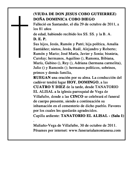 DOÑA DOMINICA COBO DIEGO