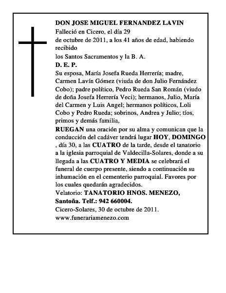 DON JOSE MIGUEL FERNANDEZ LAVIN