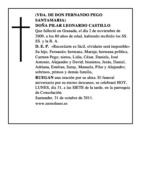 DOÑA PILAR LEONARDO CASTILLO