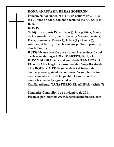 DOÑA ANASTASIA HERAS SOBERON