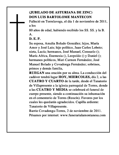 DON LUIS BARTOLOME MANTECON