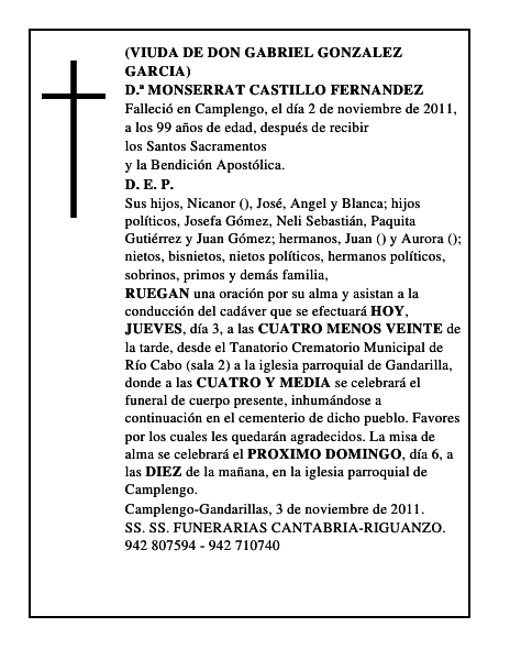 D.ª MONSERRAT CASTILLO FERNANDEZ