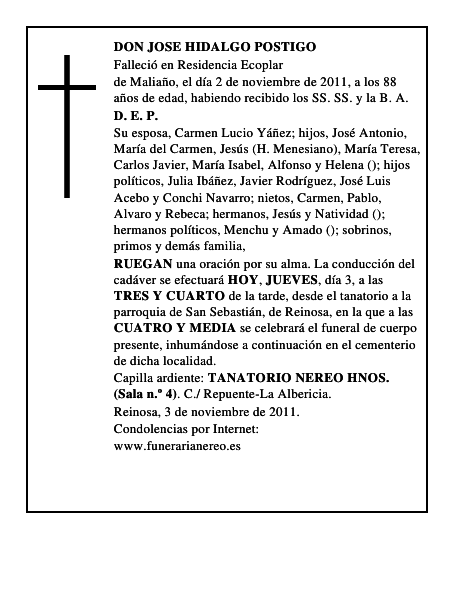 DON JOSE HIDALGO POSTIGO