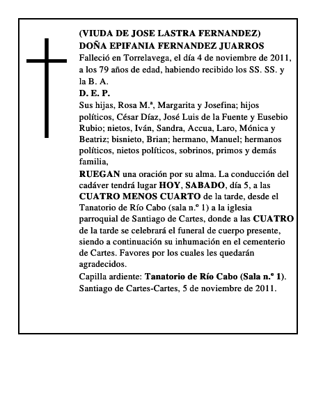 DOÑA EPIFANIA FERNANDEZ JUARROS