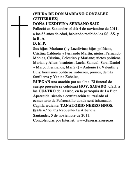 DOÑA LUZDIVINA SERRANO SAIZ