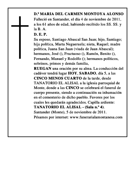 D.ª MARIA DEL CARMEN MONTOYA ALONSO