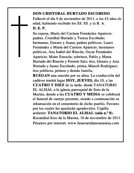 DON CRISTOBAL HURTADO ESCOBEDO