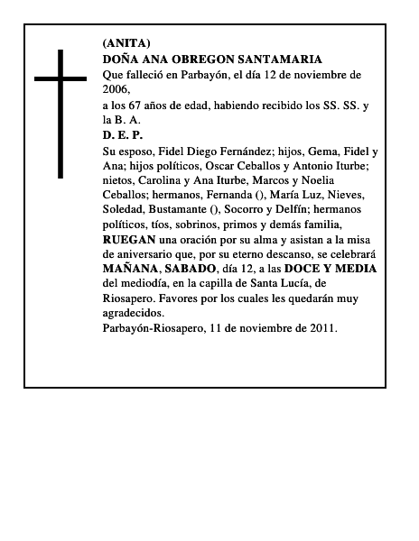 DOÑA ANA OBREGON SANTAMARIA
