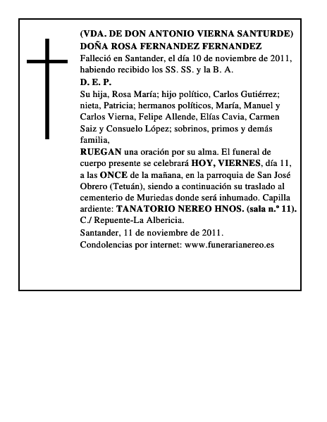 DOÑA ROSA FERNANDEZ FERNANDEZ