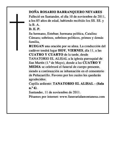 DOÑA ROSARIO BARRANQUERO NEVARES