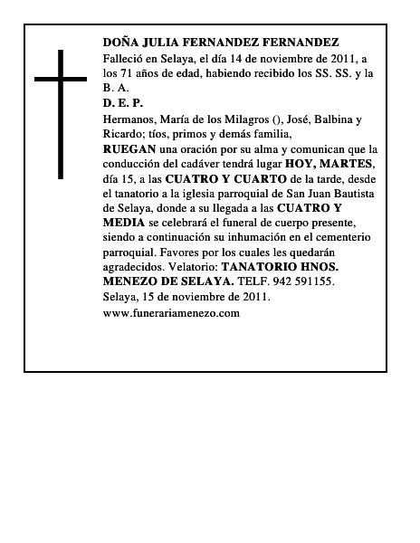 DOÑA JULIA FERNANDEZ FERNANDEZ