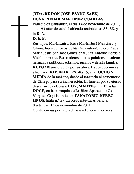 DOÑA PIEDAD MARTINEZ CUARTAS