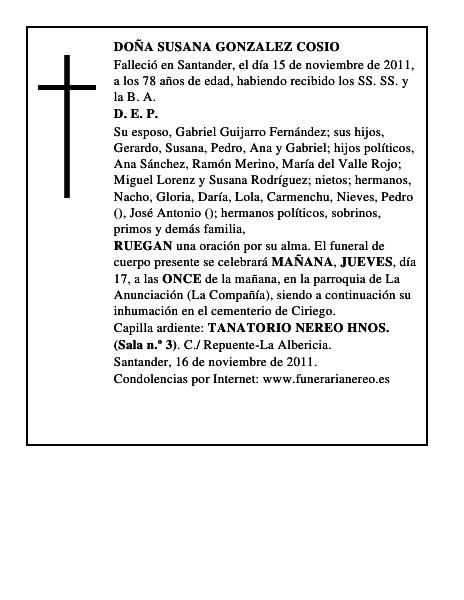 DOÑA SUSANA GONZALEZ COSIO