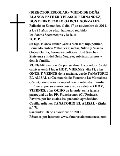 DON PEDRO PABLO GARCIA GONZALEZ