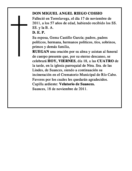 DON MIGUEL ANGEL RIEGO COSSIO