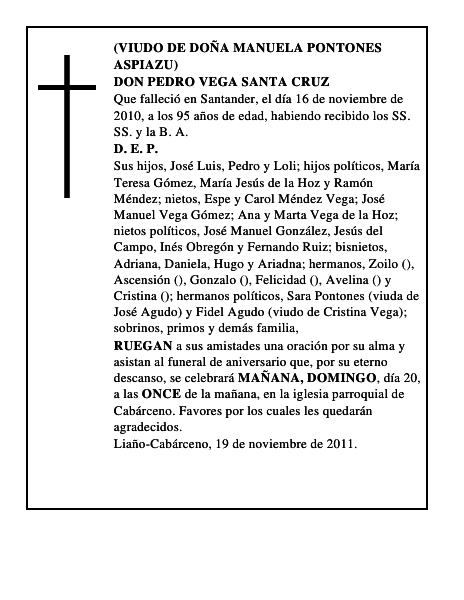 DON PEDRO VEGA SANTA CRUZ