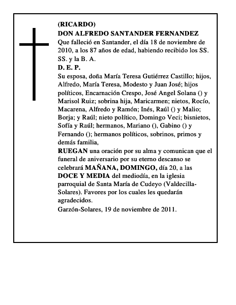 DON ALFREDO SANTANDER FERNANDEZ
