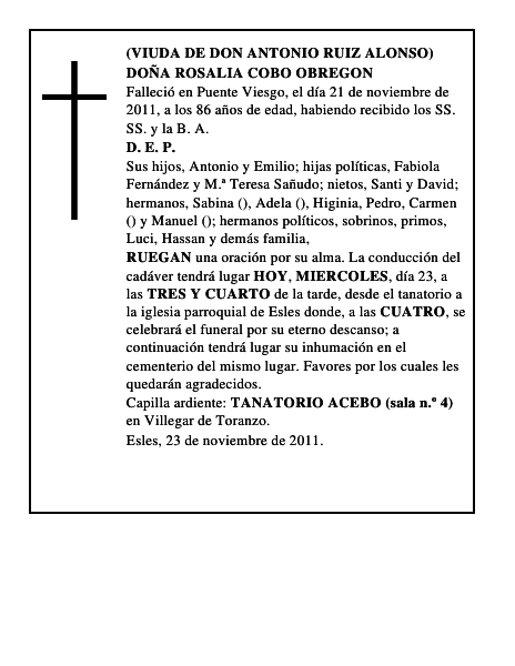 DOÑA ROSALIA COBO OBREGON
