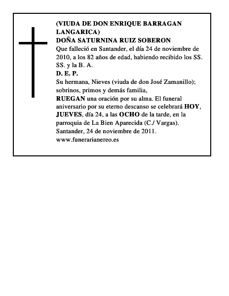 DOÑA SATURNINA RUIZ SOBERON