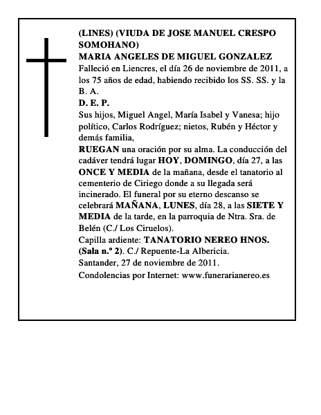 MARIA ANGELES DE MIGUEL GONZALEZ