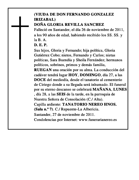 DOÑA GLORIA REVILLA SANCHEZ
